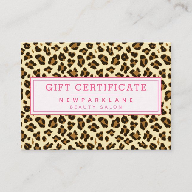 Leopard Print Business Gift Certificate (Front)