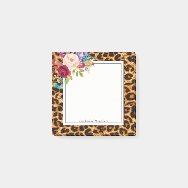 leopard print, cheetah trendy, floral, sweet, post-it notes (Front)