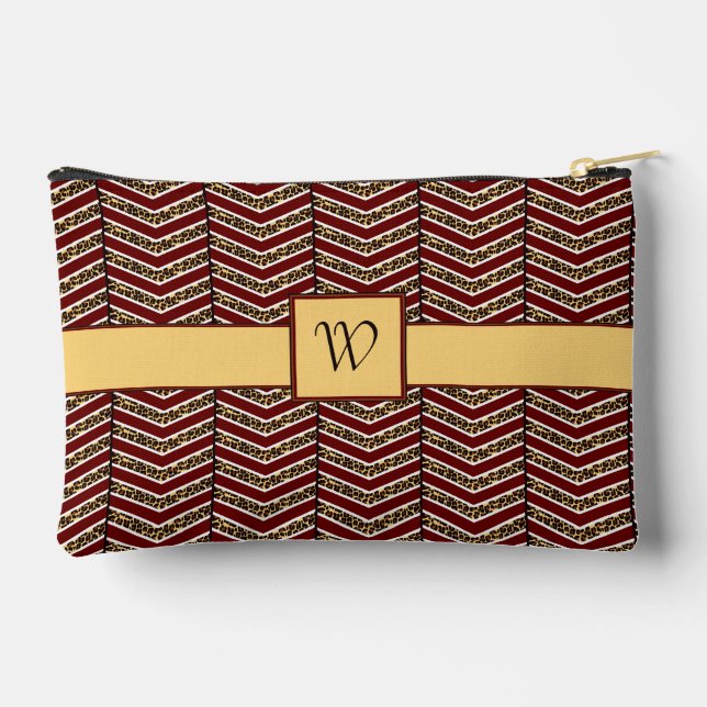 Leopard Print Chevron Accessory Pouch (Back)