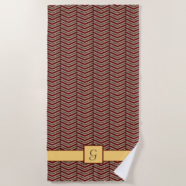 Leopard Print Chevron Beach Towel (Front)