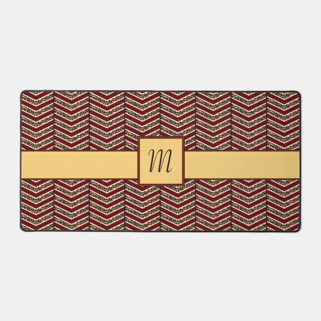 Leopard Print Chevron Desk Mat (Front)