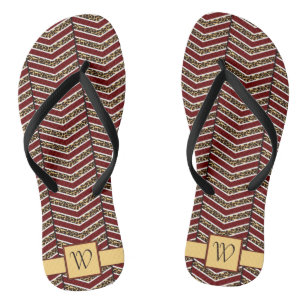 Leopard Print Chevron Flip Flops