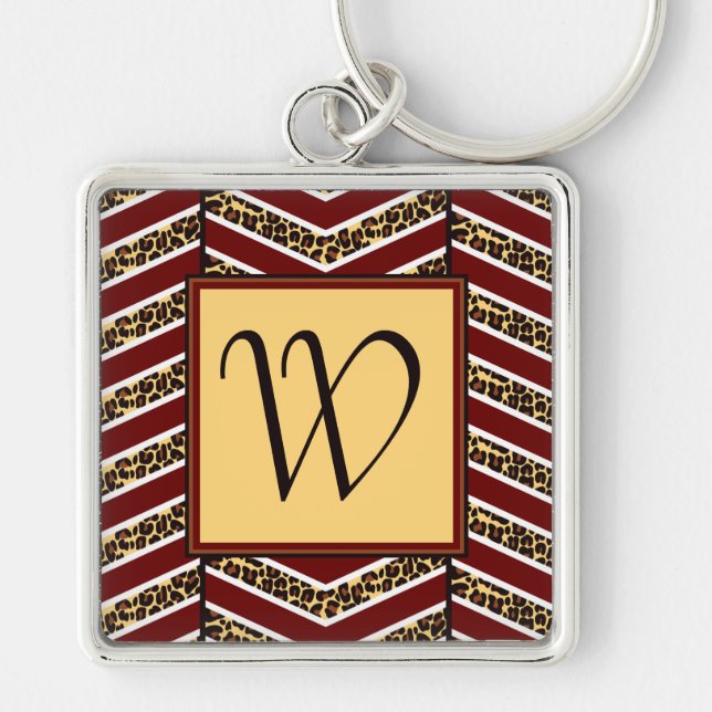 Leopard Print Chevron Keychain (Front)