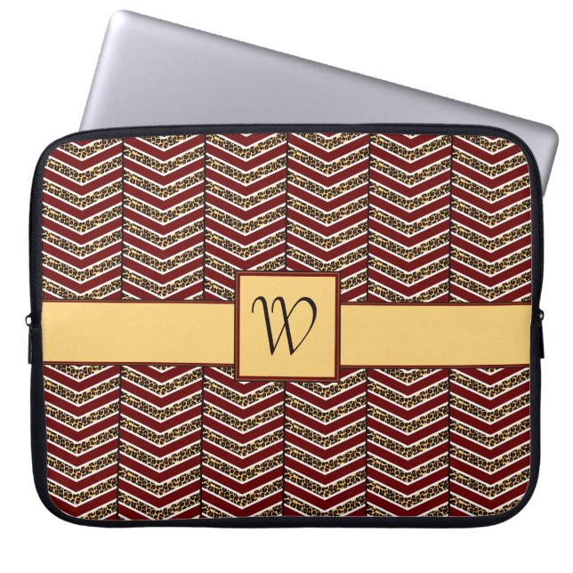 Leopard Print Chevron Laptop Sleeve (Front)