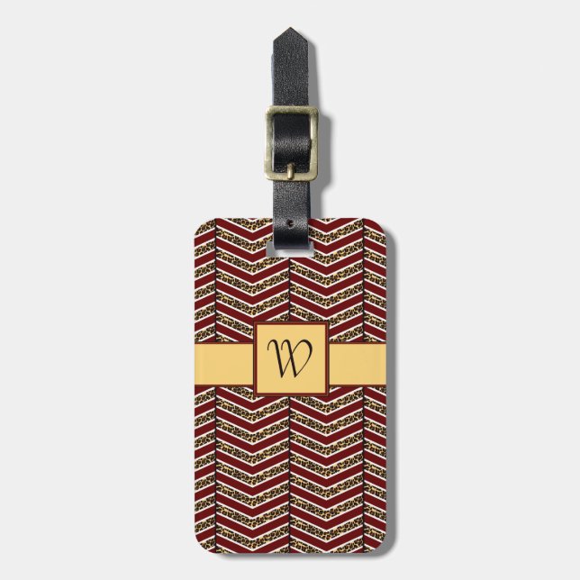 Leopard Print Chevron Luggage Tag (Front Vertical)