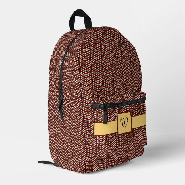 Leopard Print Chevron Printed Backpack (Back Corner Left)