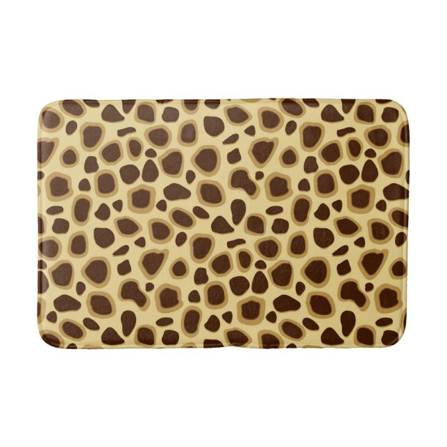 Leopard Print, Chocolate Brown and Camel Tan Bath Mat (Front)