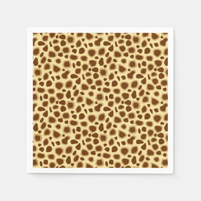 Leopard Print - Chocolate Brown and Camel Tan Napkin (Front)