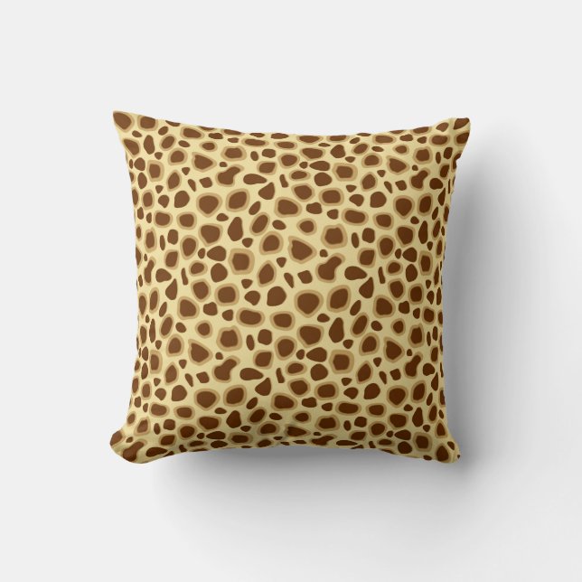 Leopard Print - Chocolate Brown and Camel Tan Throw Pillow (Front)