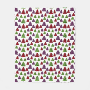 Leopard Print Christmas Colourful Trees pattern  Fleece Blanket