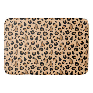 Leopard Print Christmas Pattern Bath Mat