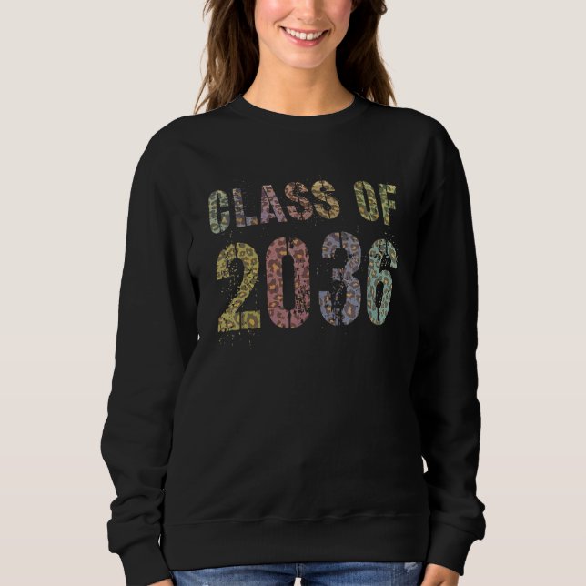 Leopard Print Class Of 2036 Future Graduation Good Sweatshirt (Front)