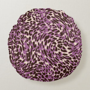 Leopard Print, Classic Animal Pattern. Round Pillow