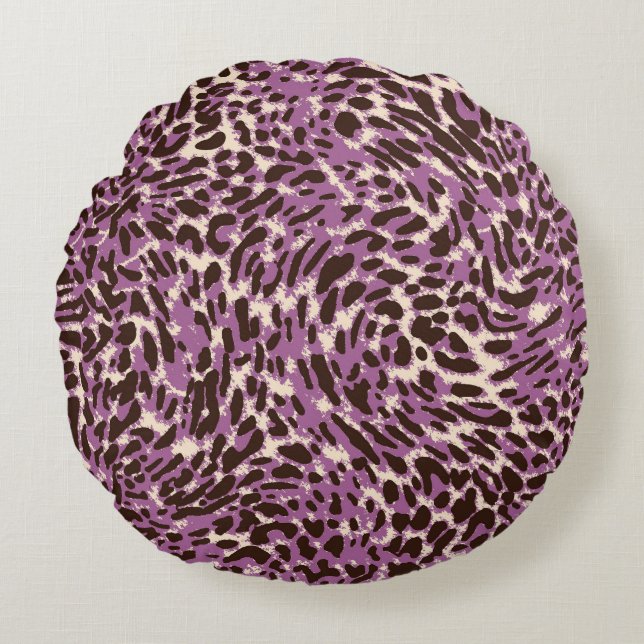 Leopard Print, Classic Animal Pattern. Round Pillow (Front)