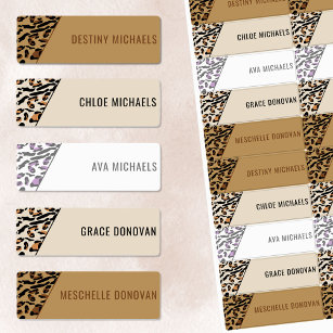 Leopard Print Colour Coded Kids Waterproof Name