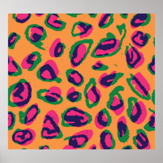 Leopard Print, Colourful Animal Pattern. Poster