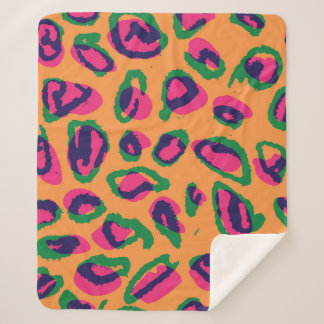 Leopard Print, Colourful Animal Pattern. Sherpa Blanket