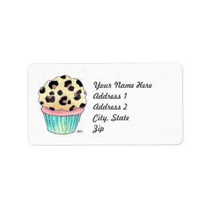 Leopard Print Cupcake Address Label