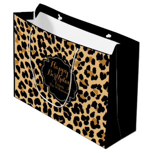 Leopard Print Custom Happy Birthday Gift Bag