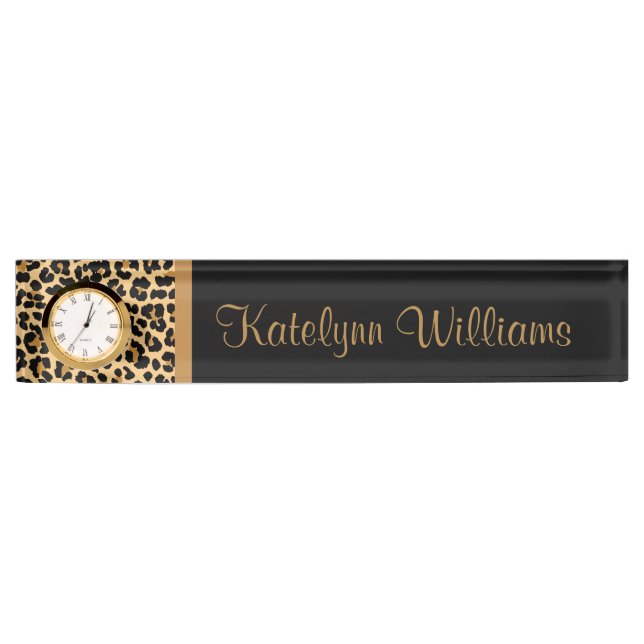 Leopard Print Custom Monogram Desk Name Plate (Front)