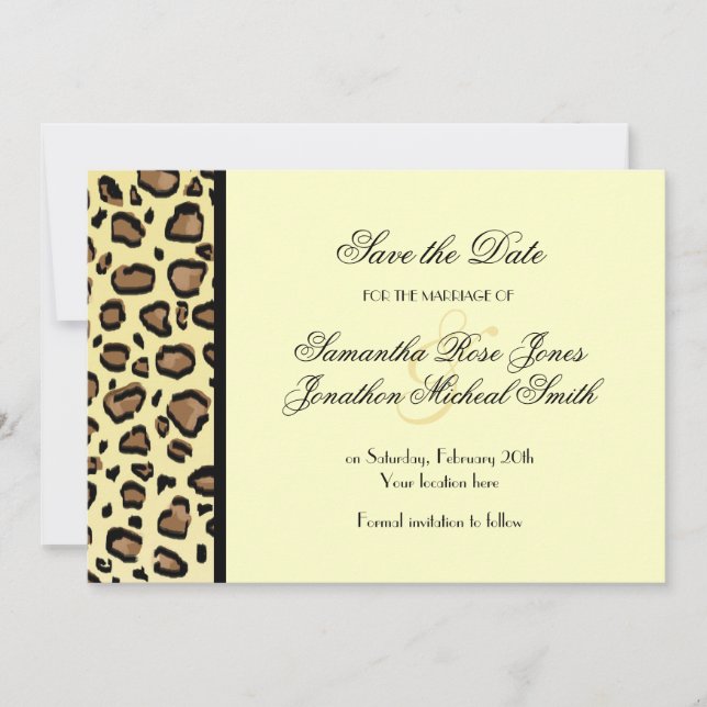 Leopard Print Custom Wedding Save the Date (Front)