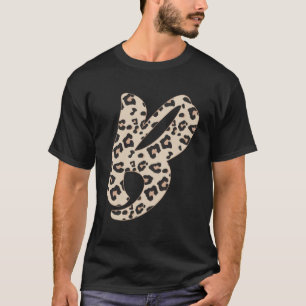 Leopard Print Cute Initial Letter B Monogram Adult T-Shirt