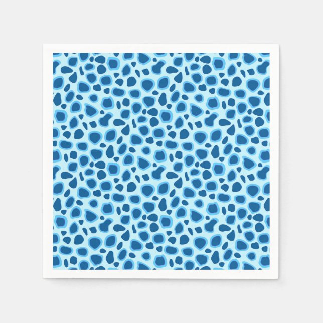 Leopard Print - Dark Cobalt and Sky blue Napkin (Front)