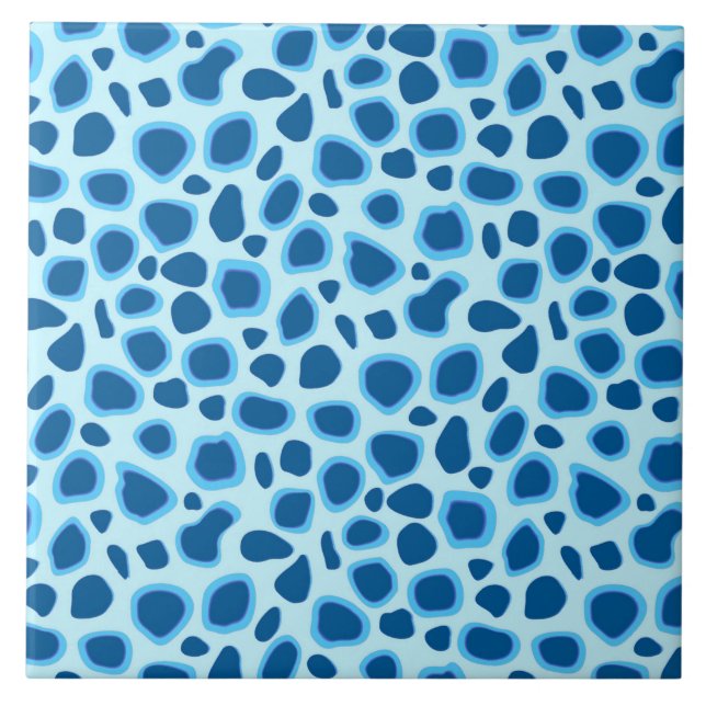 Leopard Print - Dark Cobalt and Sky blue Tile (Front)