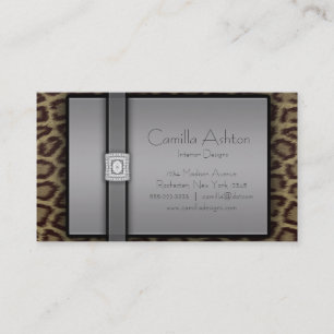 Leopard Print & Diamonds Business Cards