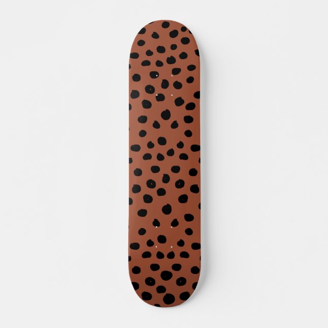 Leopard Print Dots Rust Terracotta Cheetah Spots Skateboard (Front)