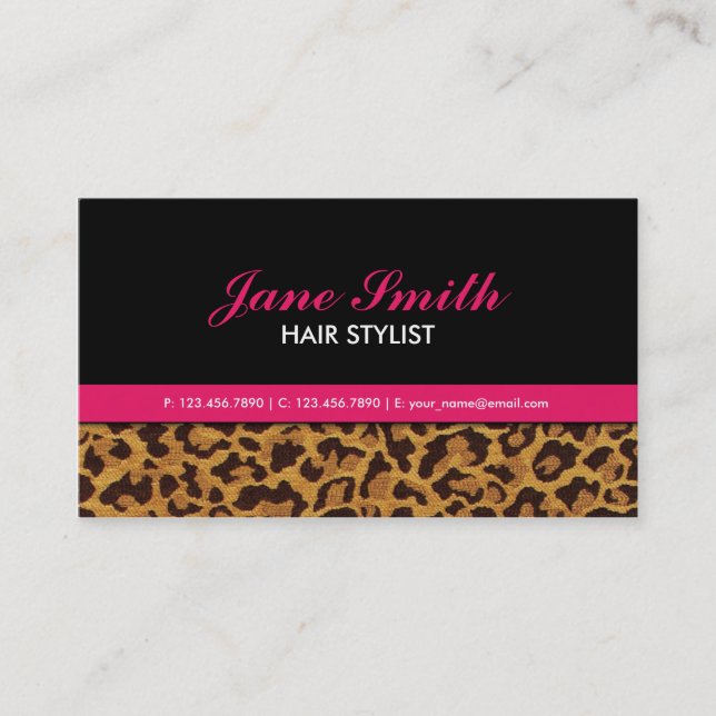 Leopard Print Elegant Classy Modern Professional Business Card (Front)