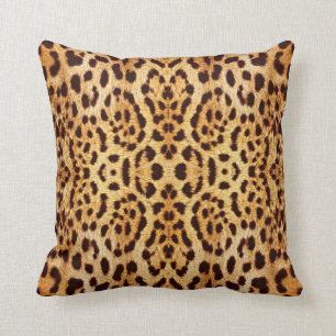 Leopard print elegant fur throw pillow