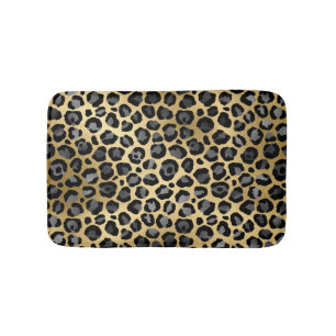 Leopard Print Elegant Grey , Black & Gold Bath Mat
