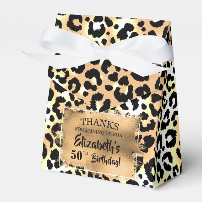 Leopard Print Faux Foil Favor Box (Front Side)