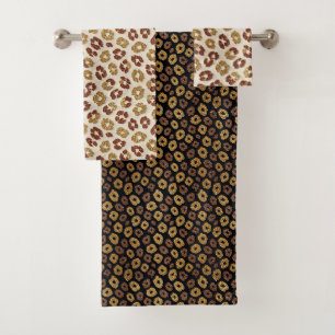 Leopard Print Faux Glitter   Luxury  Bath Towel Set