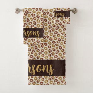 Leopard Print Faux Glitter   Luxury  Bath Towel Set