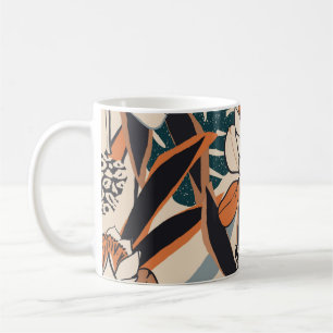 Leopard Print Floral: Abstract Hand-Drawn Coffee Mug