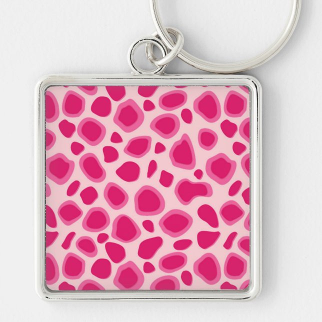 Leopard Print - Fuchsia and light pink Keychain (Front)
