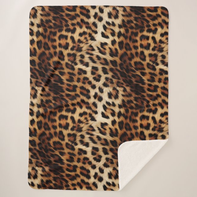 Leopard Print Fur Sherpa Blanket (Front)