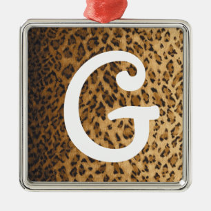 Leopard Print G monogram initials Metal Ornament
