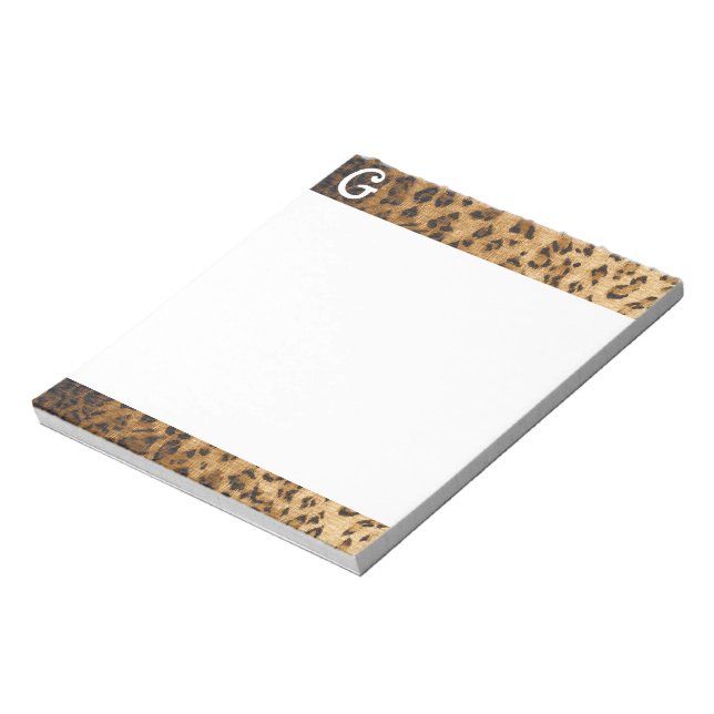 Leopard Print G monogram initials Notepad (Rotated)