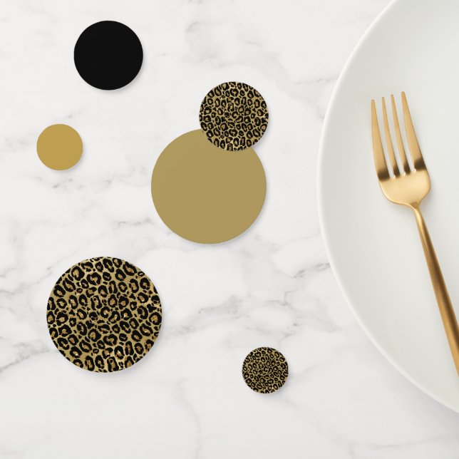 Leopard Print Gold Black Animal Print Confetti (Group)