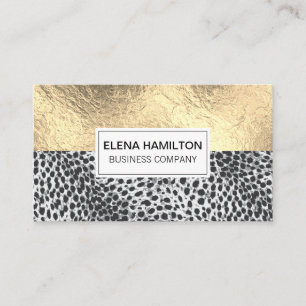 Leopard Print   Gold Foil Colour Block Business Card