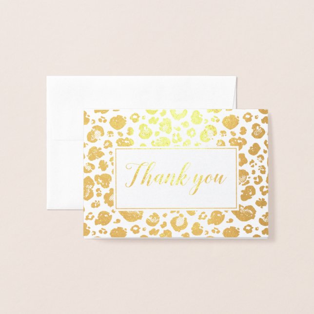 Leopard Print Gold Foil Thank You Foil Card (Front With Envelope)