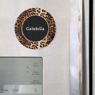 Leopard Print Gold Glitter Sparkle Frame  Magnet