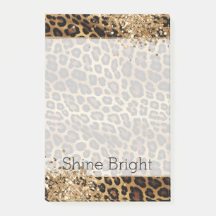 Leopard Print Gold Glitzy Sparkle Glitter Post-it Notes