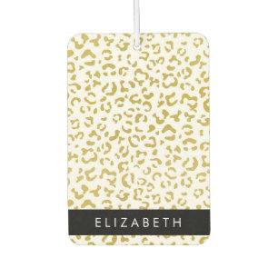 Leopard Print, Gold Leopard, Glitter, Your Name Air Freshener