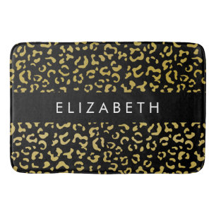 Leopard Print, Gold Leopard, Glitter, Your Name Bath Mat