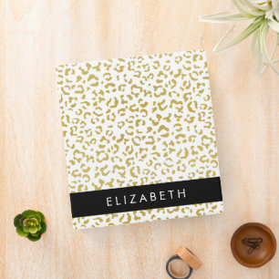 Leopard Print, Gold Leopard, Glitter, Your Name Binder
