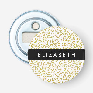 Leopard Print, Gold Leopard, Glitter, Your Name Bottle Opener